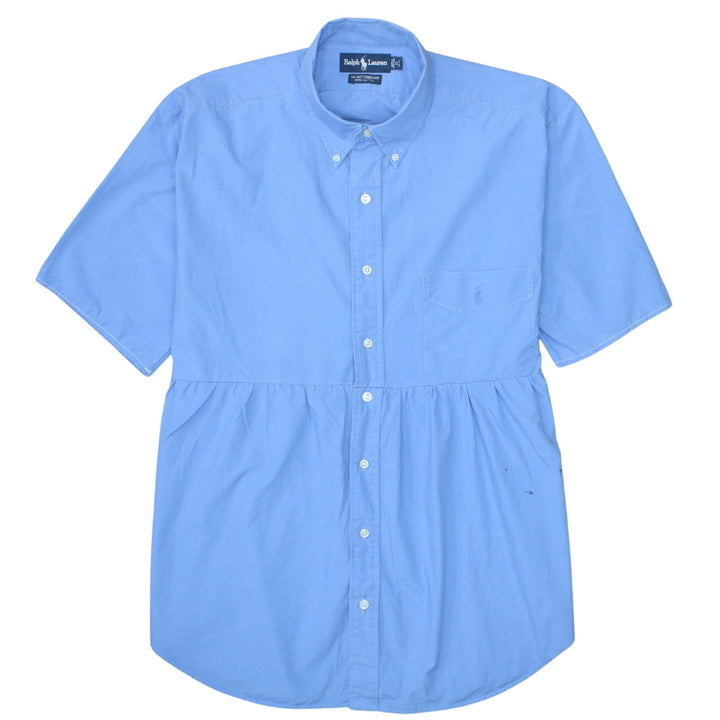 Ralph Lauren Women's Blue Shirt Dress Size 16 Short Sleeve Cotton