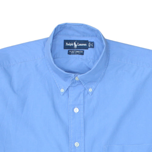 Ralph Lauren Women's Blue Shirt Dress Size 16 Short Sleeve Cotton