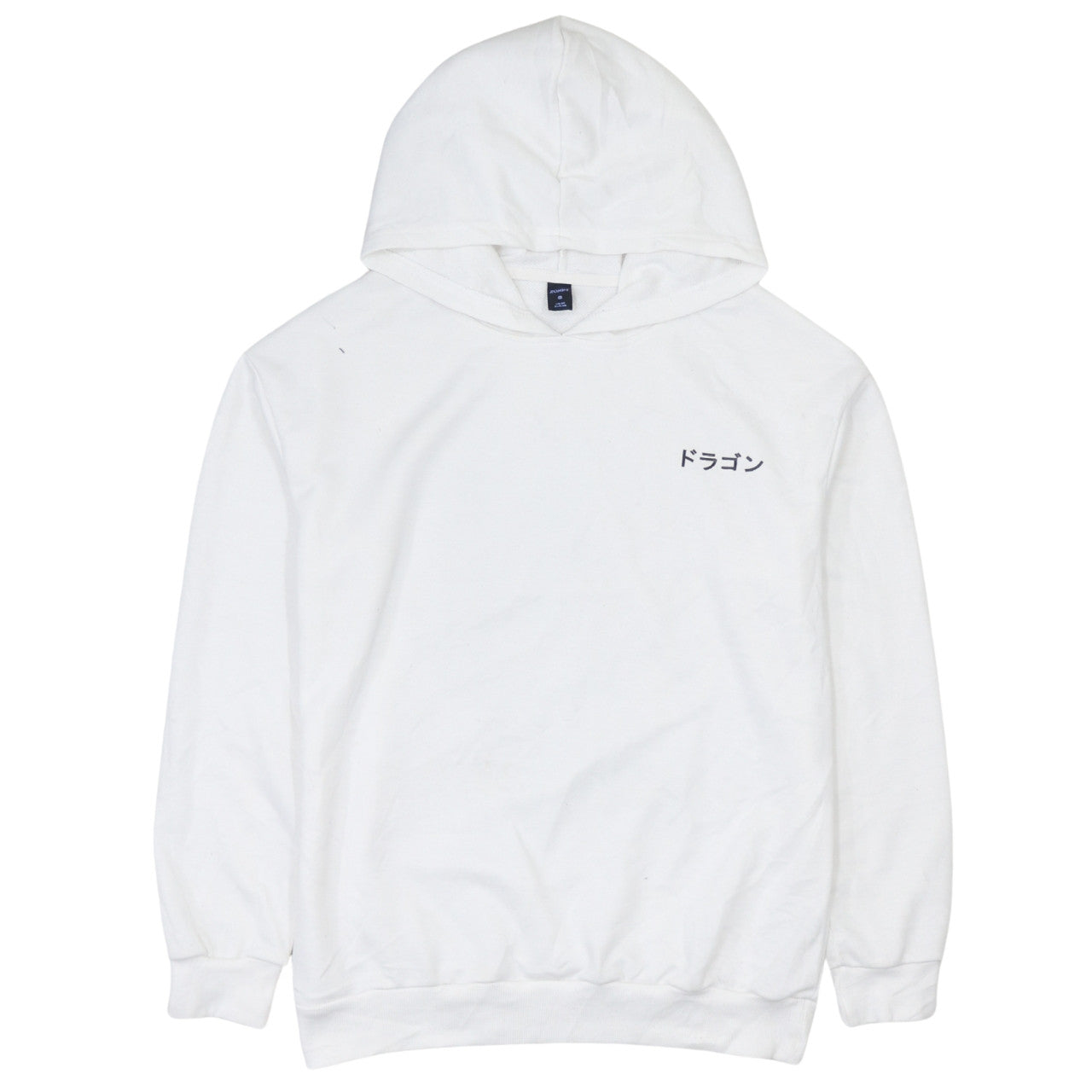 ROMWE Men's White Dragon Graphic Pullover Hoodie Size S