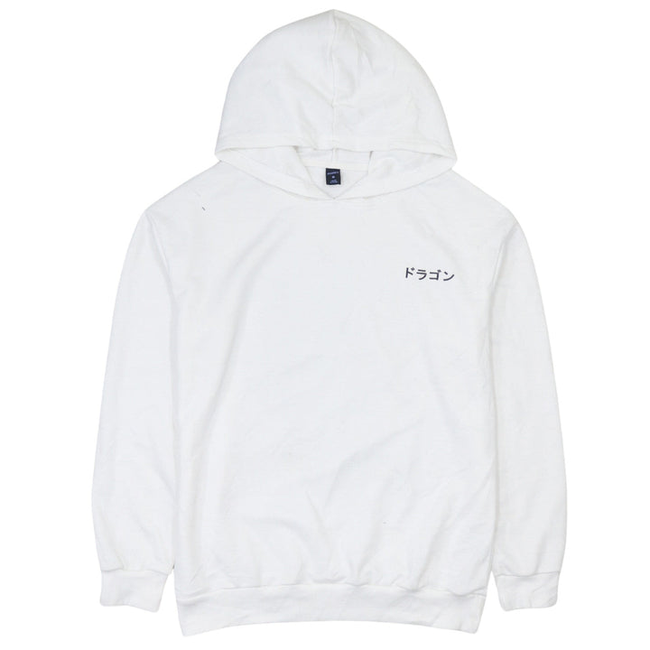 ROMWE Men's White Dragon Graphic Pullover Hoodie Size S