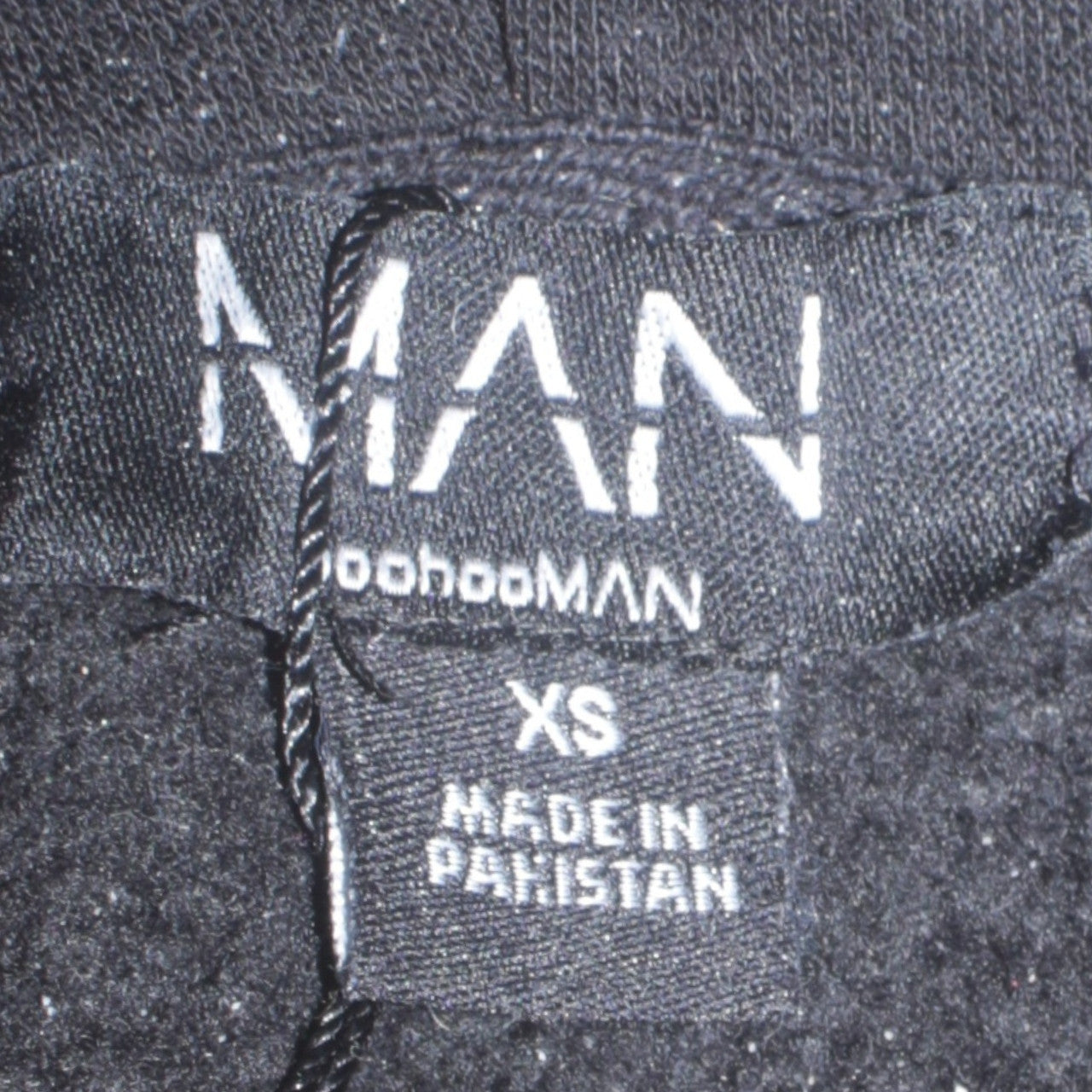 boohooMAN Men's Black XS Pullover Hoodie Graphic Print Embroidered Design
