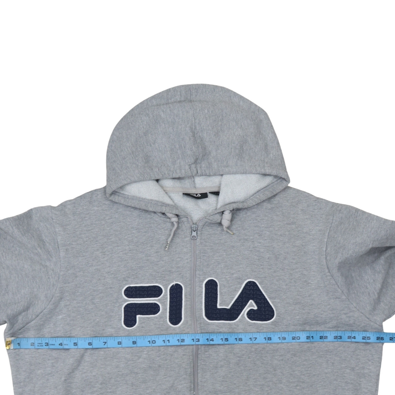 Fila Men's Grey Full Zip Hoodie 2XL Logo Fleece Hooded Sweatshirt