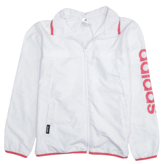 Adidas Men’s White Windbreaker Jacket L Lightweight Hooded