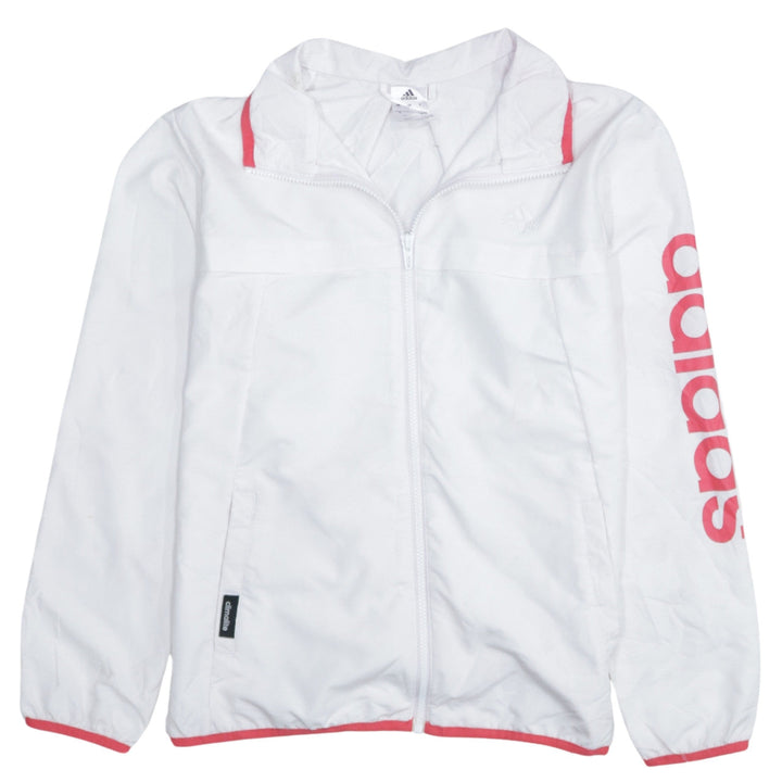 Adidas Men’s White Windbreaker Jacket L Lightweight Hooded