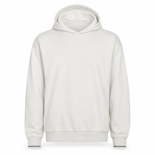 Front view of Adidas men’s white pullover hoodie, size S, sports logo sweatshirt