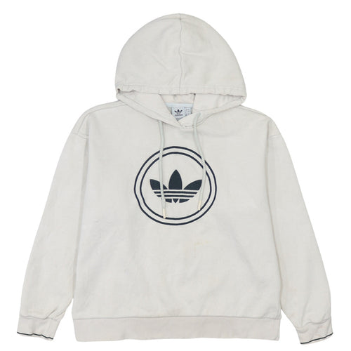 Adidas Mens White Pullover Hoodie Size S Sports Logo Sweatshirt