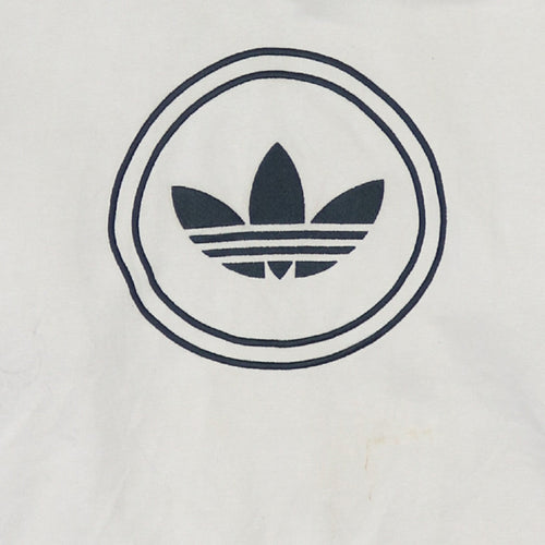Adidas Mens White Pullover Hoodie Size S Sports Logo Sweatshirt