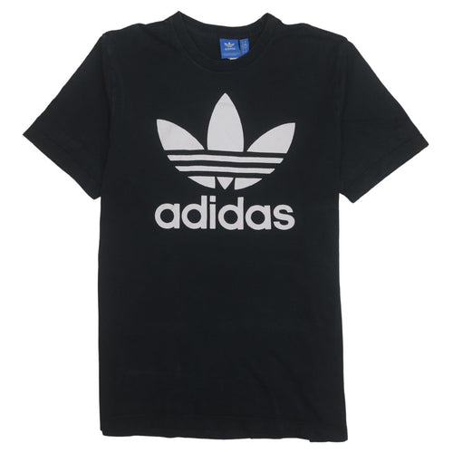 Adidas Mens Black Large Graphic Logo Short Sleeve Crew Neck T-Shirt