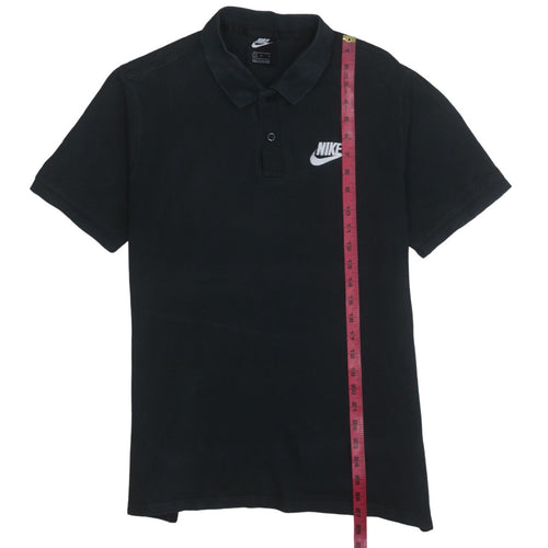Nike Men's Black Cotton Logo Polo Shirt Size L