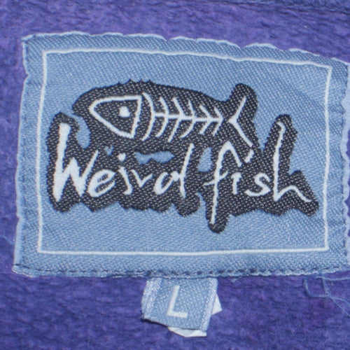 Weird Fish Men's Blue Cotton Crew Neck Pullover Sweatshirt L