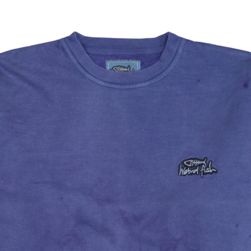 Weird Fish Men's Blue Cotton Crew Neck Pullover Sweatshirt L