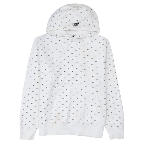 Nike Men's White Pullover Hoodie Size M Logo Print Sportswear