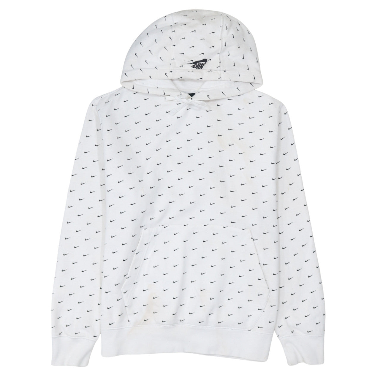 Nike Men's White Pullover Hoodie Size M Logo Print Sportswear