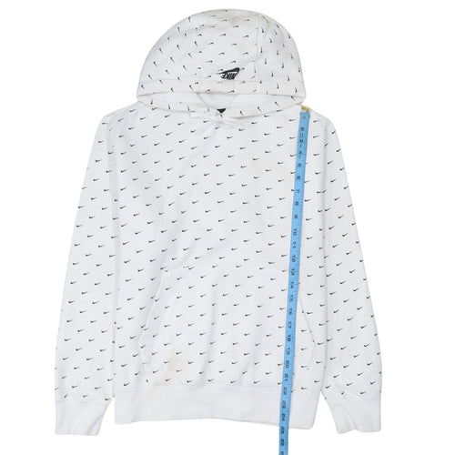 Nike Men's White Pullover Hoodie Size M Logo Print Sportswear