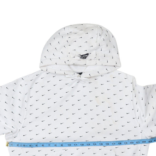 Nike Men's White Pullover Hoodie Size M Logo Print Sportswear