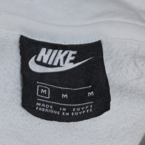 Nike Men's White Pullover Hoodie Size M Logo Print Sportswear