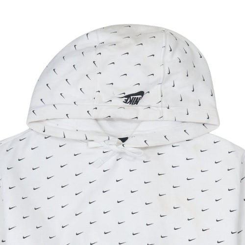 Nike Men's White Pullover Hoodie Size M Logo Print Sportswear
