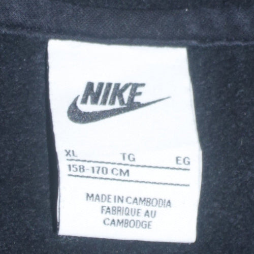 Nike Boys Black Pullover Hoodie XL 158-170cm Hooded Logo Sweatshirt