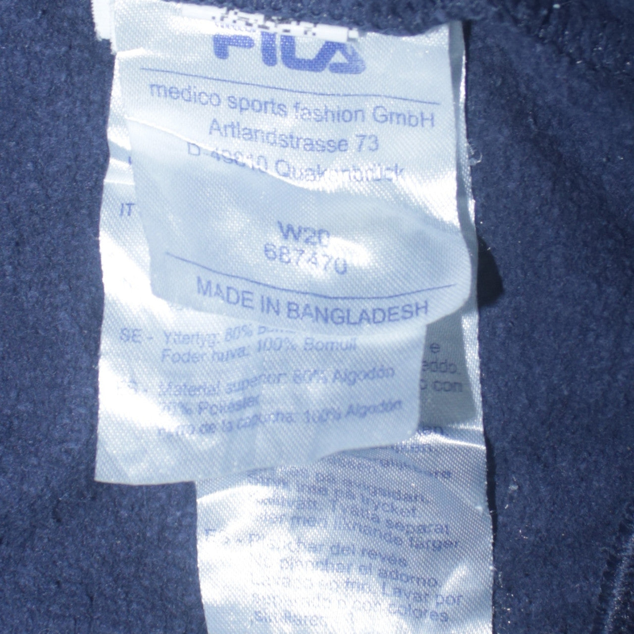 Fila Men's Blue Pullover Hoodie Size M Regular Fit Logo Sweatshirt
