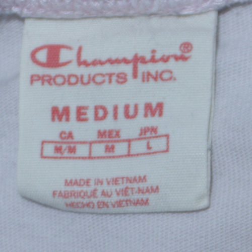 Champion Men's White Medium Embroidered Logo Cotton T-Shirt