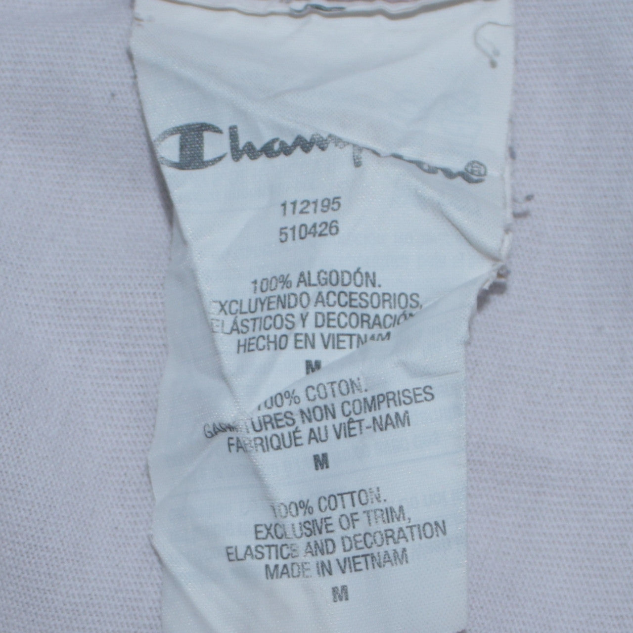 Champion Men's White Medium Embroidered Logo Cotton T-Shirt