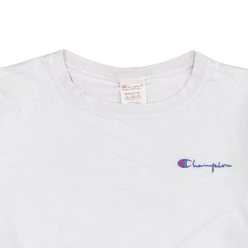 Champion Men's White Medium Embroidered Logo Cotton T-Shirt