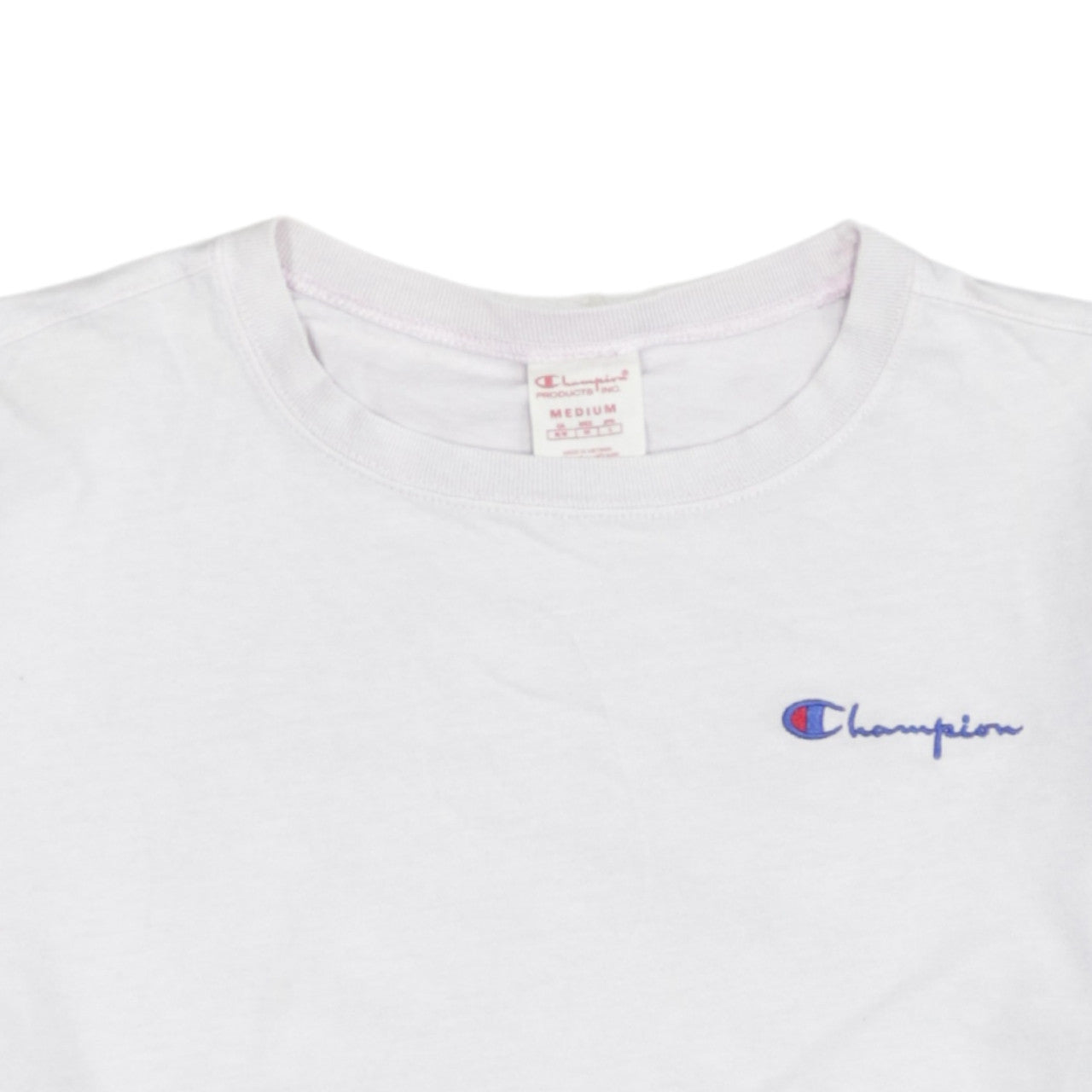 Champion Men's White Medium Embroidered Logo Cotton T-Shirt