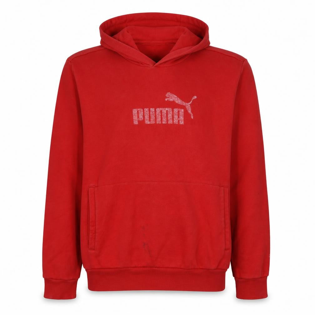 Front view of Puma Men's Red XL Pullover Hoodie with Logo Graphic