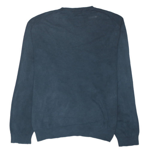 Ralph Lauren Men's Blue V-Neck Pima Cotton Pullover Jumper Size L