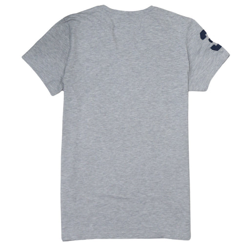 Frank Ferry Men Grey V-Neck Polo Club Embroidered T-Shirt M