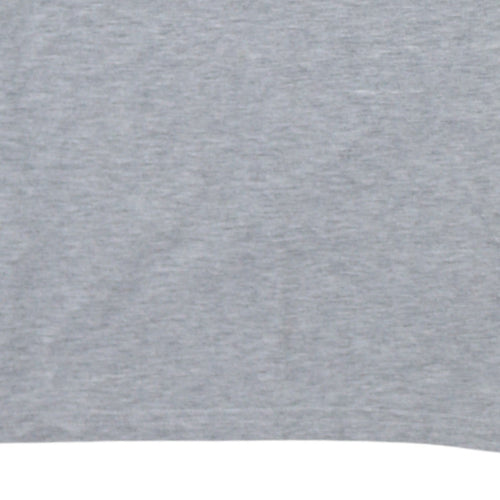 Frank Ferry Men Grey V-Neck Polo Club Embroidered T-Shirt M