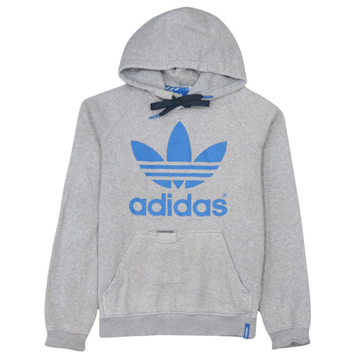 adidas Mens Grey Hoodie Medium Pullover Fleece Logo Sweatshirt