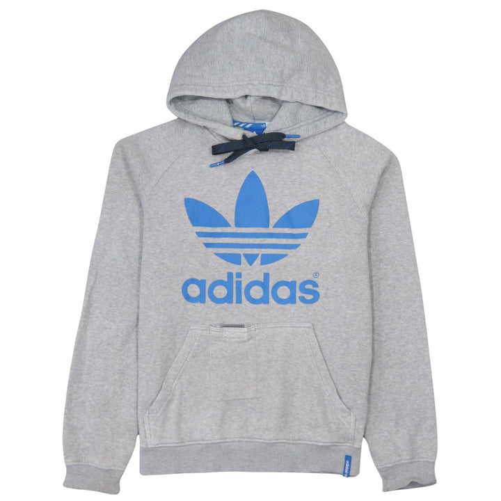 adidas Mens Grey Hoodie Medium Pullover Fleece Logo Sweatshirt