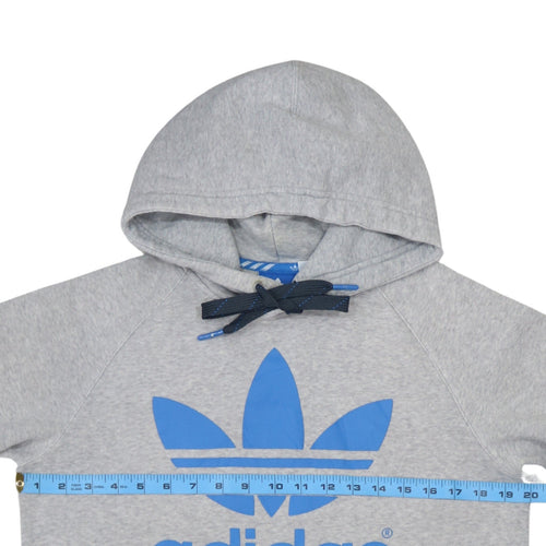 adidas Mens Grey Hoodie Medium Pullover Fleece Logo Sweatshirt