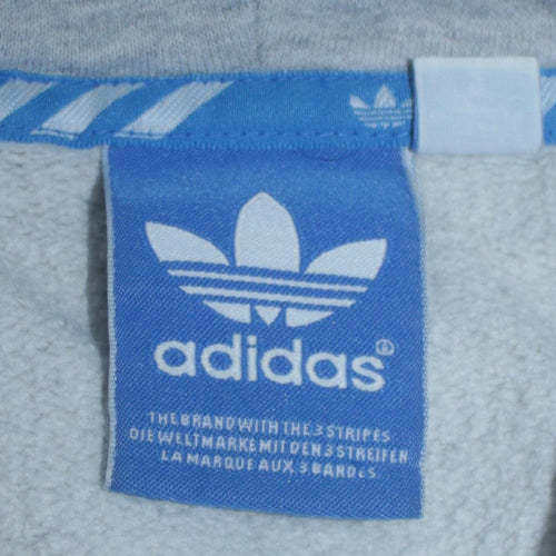 adidas Mens Grey Hoodie Medium Pullover Fleece Logo Sweatshirt
