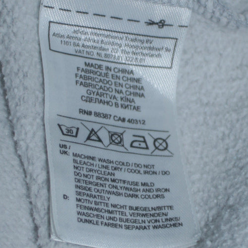 adidas Mens Grey Hoodie Medium Pullover Fleece Logo Sweatshirt