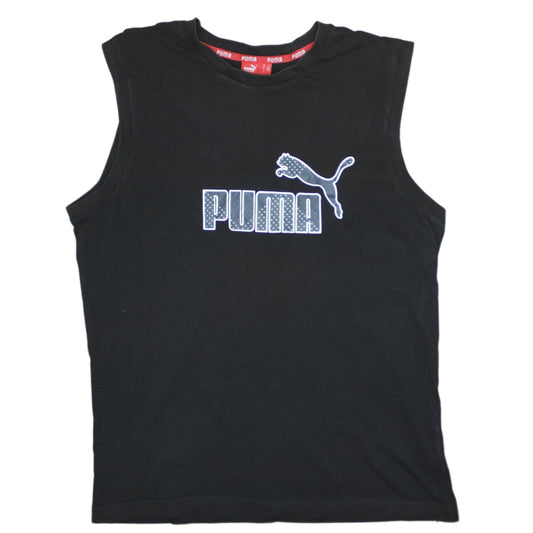 Puma Men's Black Sleeveless Crew Neck Logo Sports T-Shirt Size L