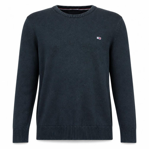 Tommy Jeans Men's Black Cotton Regular Fit Crew Neck Jumper M