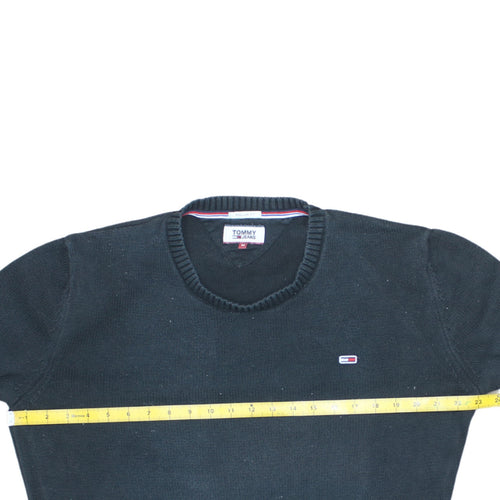 Tommy Jeans Men's Black Cotton Regular Fit Crew Neck Jumper M