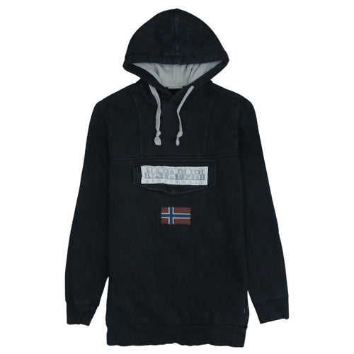 Napapijri Men's Black Pullover Hoodie M Logo Outdoor Fleece