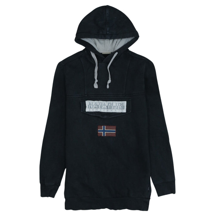 Napapijri Men's Black Pullover Hoodie M Logo Outdoor Fleece