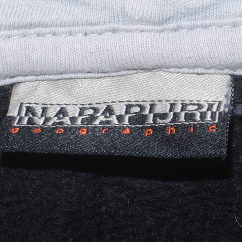 Napapijri Men's Black Pullover Hoodie M Logo Outdoor Fleece