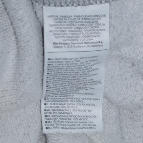 Nike Men's Grey Pullover Hoodie Small Logo Graphic Sweatshirt
