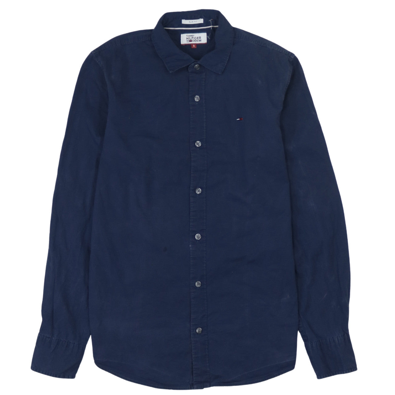 Tommy Hilfiger Denim Men's Blue Slim Fit Cotton Long Sleeve Shirt S
