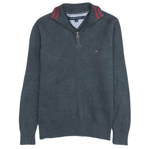 Tommy Hilfiger Men's Grey Cotton Half Zip Jumper Size S