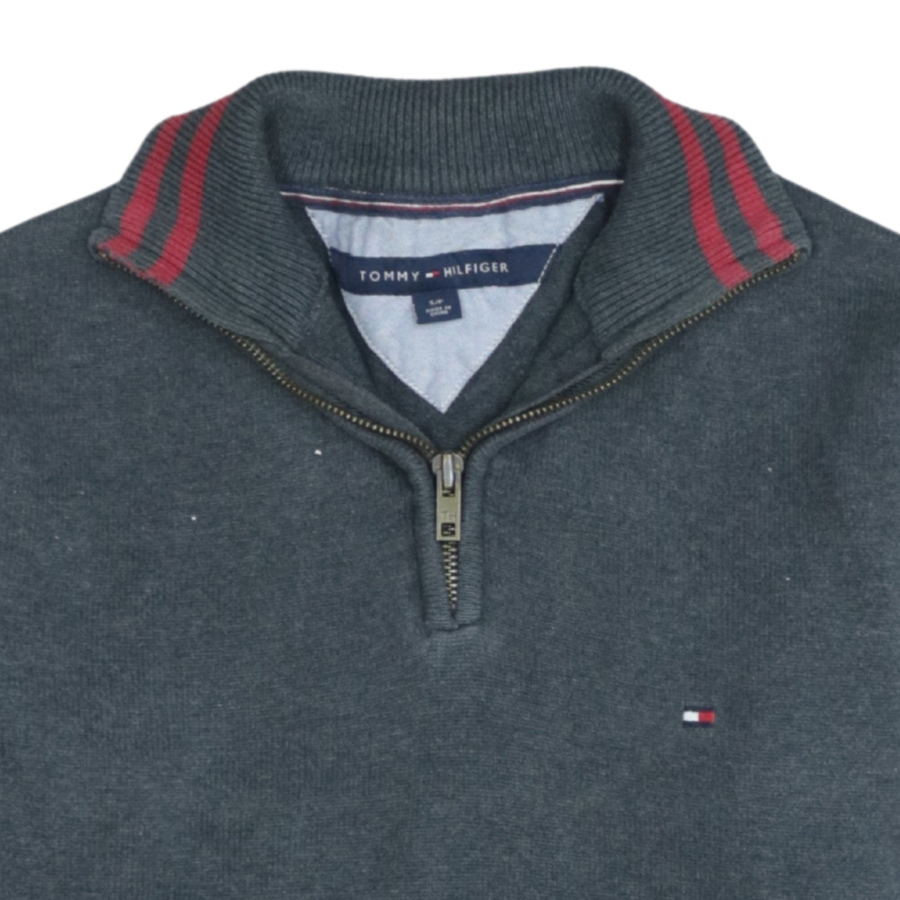 Tommy Hilfiger Men's Grey Cotton Half Zip Jumper Size S