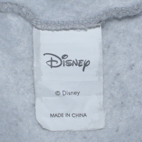 Disney Women Grey XS Sweatshirt Mickey & Minnie Embroidered Crew Neck