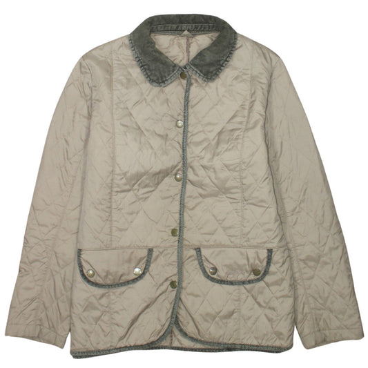 Barbour Womens Beige Quilted Jacket Size 14 Classic Country Style