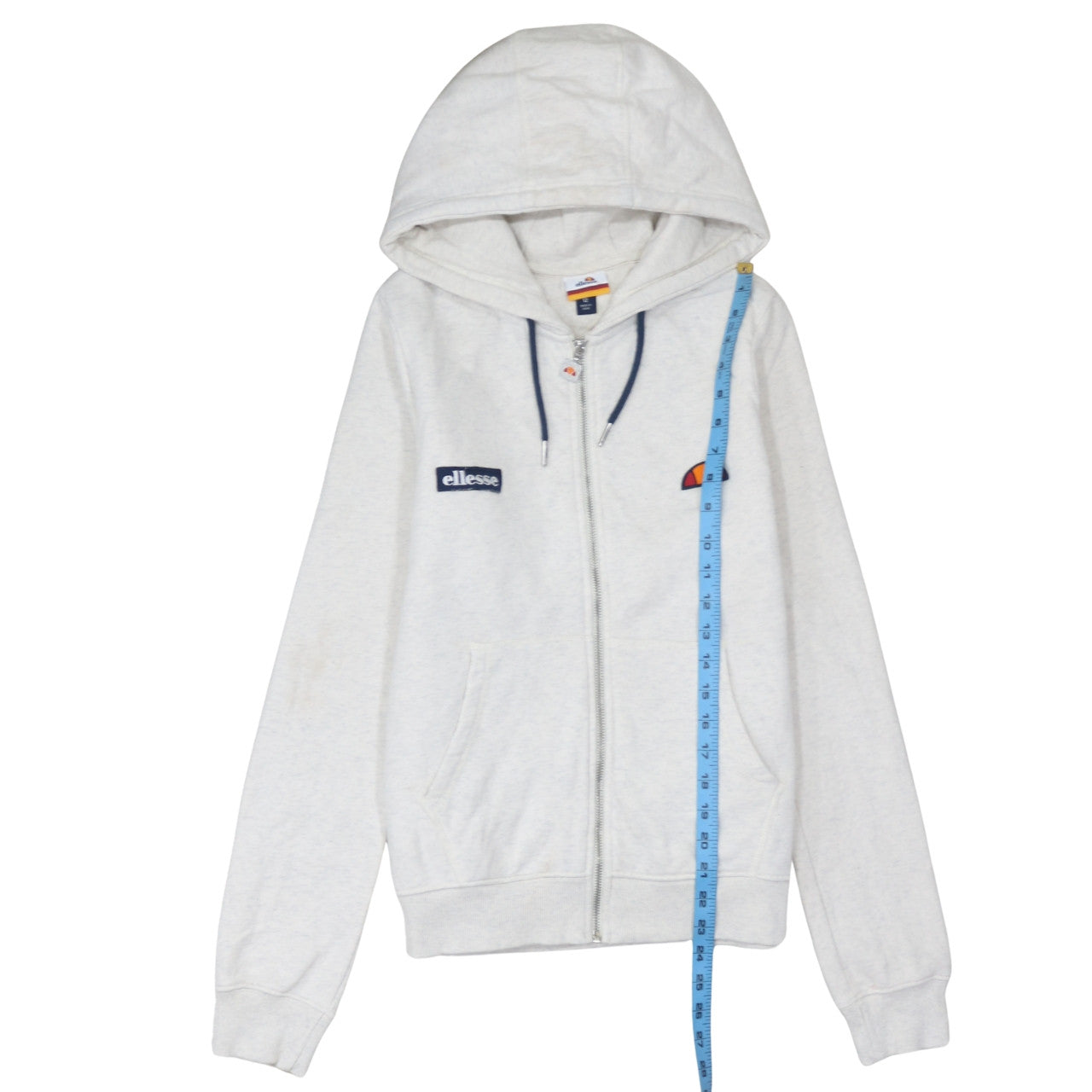 Ellesse Unisex White Full Zip Hoodie Size 12 Regular Fit