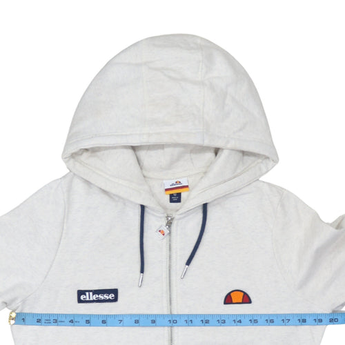 Ellesse Unisex White Full Zip Hoodie Size 12 Regular Fit